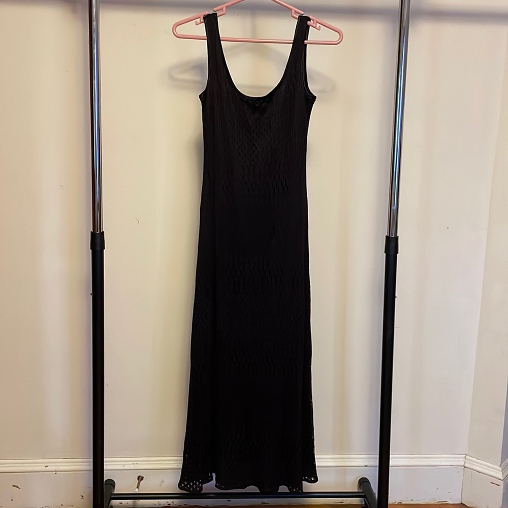 Vintage Crochet Maxi Black Dress